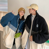 21情侣装冬装拼接绣花羊羔毛情侣棉衣加厚外套上衣H683P118男类，男装棉衣，电商A341
