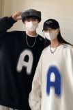 主推情侣装秋装美式复古字母印花圆领情侣卫衣外套H750P48男类，男装卫衣，电商A341