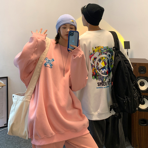 2021情侣装新款 卡通涂鸦情侣卫衣女宽松大码外套 H643 P38女类图片
