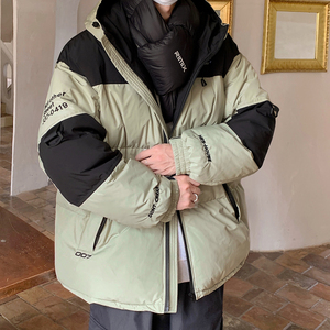 主推 美式撞色工装冲锋衣情侣棉服面包服连帽外套男H911 P138图片
