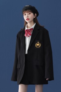 中性风 JK服 刺绣情侣休闲西装 学院风西服外套女 H535 P95 女类图片