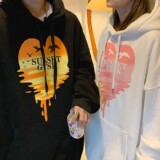 22情侣装秋装融化爱心落日印花宽松大码情侣卫衣外套H673P48男，男装卫衣，电商A341