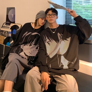主推 22情侣装新品 潮卡通动漫圆领套头情侣卫衣 H651 P38 女类图片