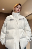 冬装新品美式印花机车皮棉服PU情侣棉衣面包服外套男女H909P128，男装棉衣，电商A341