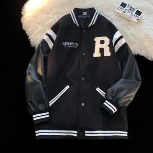 2023秋装新品 pu皮拼接毛巾绣棒球服夹克外套潮 H686 P118男类图片