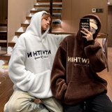 冬装美式羊羔毛慵懒风绣花情侣加绒卫衣重磅外套男女H904P98，男装卫衣，电商A341