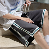 A341港风织带拼接撞色宽松休闲运动短裤五分裤男HK04P38控48，男装休闲裤，电商A341