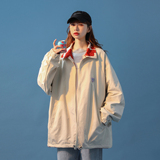 中性風(fēng)雙面穿奶牛夾克外套寬松愛心標(biāo)情侶上衣女H656P88女，女裝短外套，電商A341