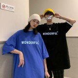 2022夏装情侣宽松反光立体字母情侣短袖T恤ins半袖H605P38女类，女装T恤，电商A341