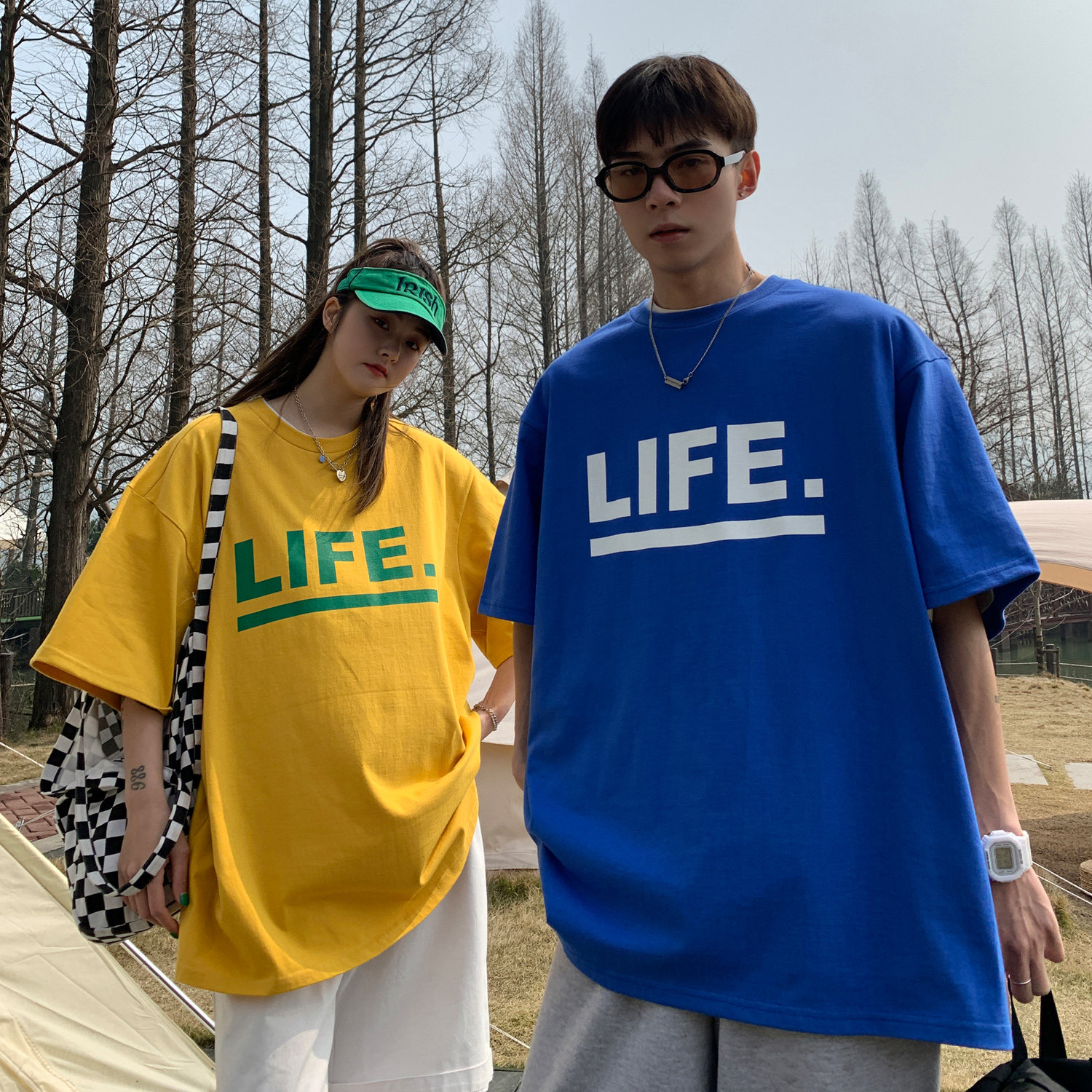 情侣装夏装印花字母情侣短袖T恤衫大码宽松上衣H723P30男类,男装T恤,电商A341