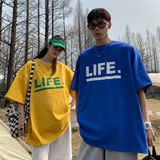 情侣装夏装印花字母情侣短袖T恤衫大码宽松上衣H723P30男类，男装T恤，电商A341