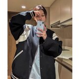 主推中性小香风棒球服撞色拼接PU皮外套复古夹克男女H873P108，男装夹克，电商A341