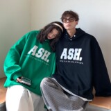 情侣装秋装潮排扣印花连帽宽松嘻哈情侣卫衣H705P68女类，男装卫衣，电商A341