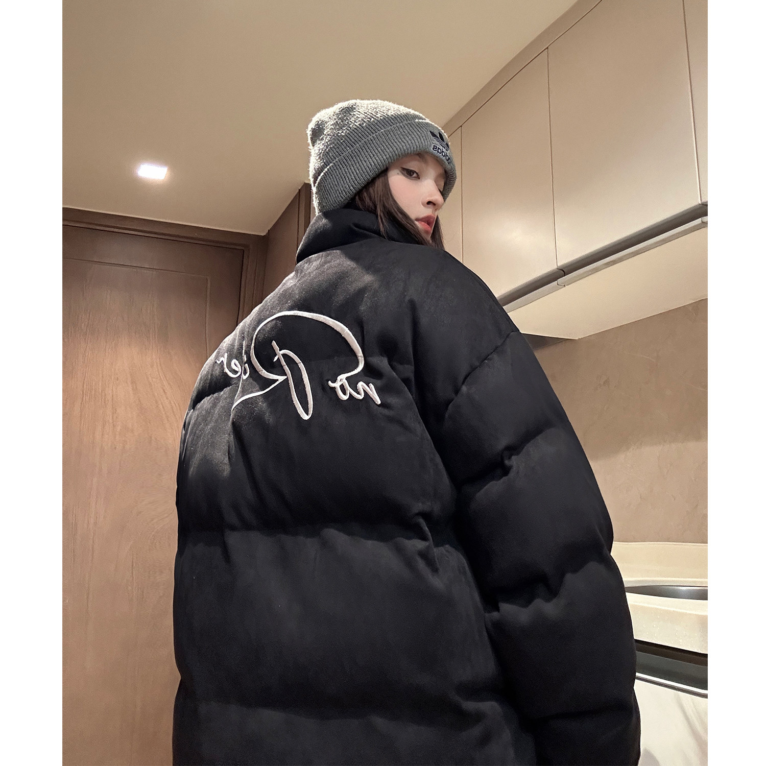 中性风 美式鹿皮绒情侣羽绒棉服面包服棉衣外套男女 H913 P128图片
