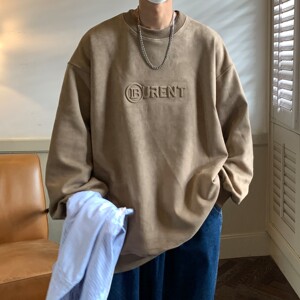 情侣装秋装新品 鹿皮绒钢印情侣卫衣宽松外套上衣 H758 P58 女图片