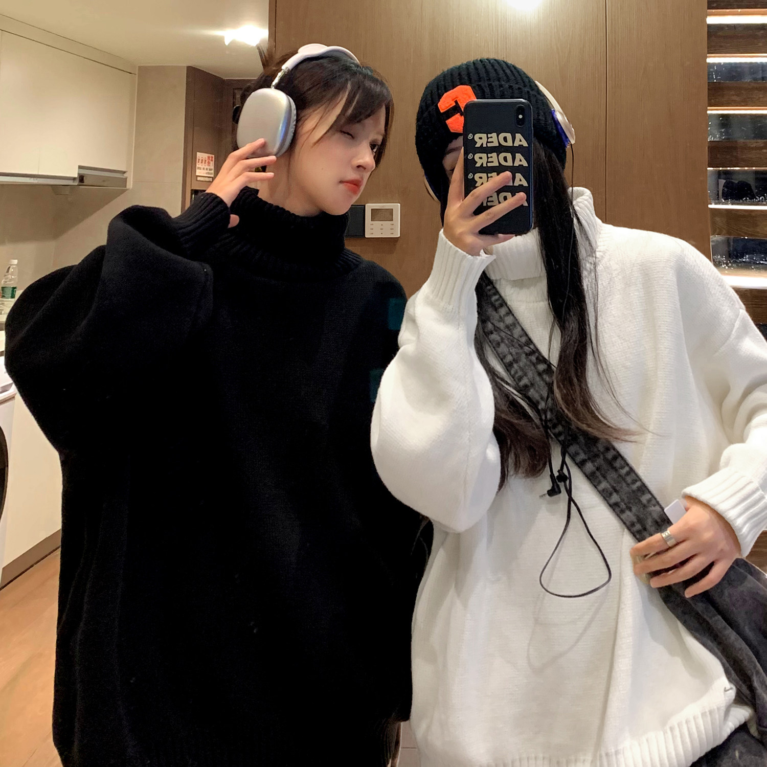 23秋冬装慵懒风高领毛衣情侣宽松针织衫外套上衣男女H896P68,男装针织衫/毛衣,电商A341