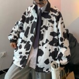 港风春装双面穿奶牛夹克外套宽松情侣上衣H656P88控108男类，男装夹克，电商A341