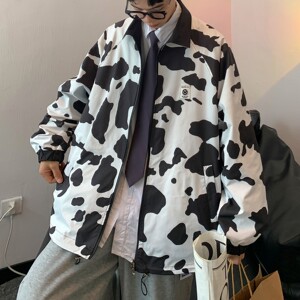 港风春装 双面穿奶牛夹克外套宽松情侣上衣 H656 P88控108男类图片