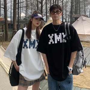 22情侣装夏装 像素字母印花情侣T恤衫圆领大码上衣 H721 P30女类图片