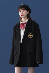 中性风 JK服 刺绣情侣休闲西装 学院风西服外套女 H535 P95 女类图片