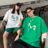 情侣装夏装潮牌印花情侣短袖T恤衫大码宽松H725P30男类，男装T恤，电商A341