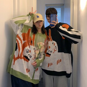 情侣装秋冬装卡通提花情侣毛衣针织衫外套H674P48控68男类,半身裙穿搭包包图片