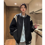24主推中性小香风棒球服撞色拼接PU皮外套复古夹克男女H873P108，男装夹克，电商A341