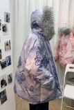 冬装涂鸦脏脏熊大毛领加厚连帽情侣棉衣外套H577P138男类，男装棉衣，电商A341