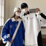 情侣装秋装长袖polo衫运动翻领情侣卫衣宽松学院风H752P68女，女装卫衣/绒衫，电商A341