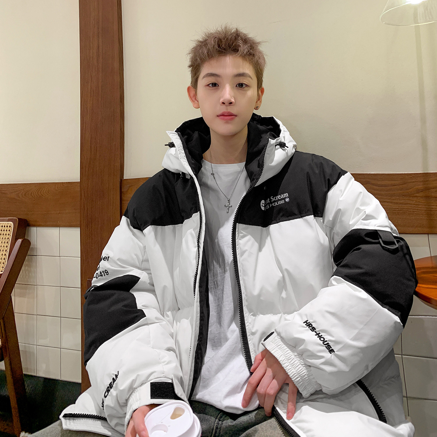 冬装新品美式撞色工装冲锋衣情侣棉服面包服连帽外套男H911P138,男装棉衣,电商A341