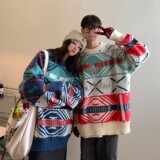 主推情侣装冬装圣诞小鹿绣花情侣毛衣加厚外套H696P78女类，女装针织衫/毛衣，电商A341