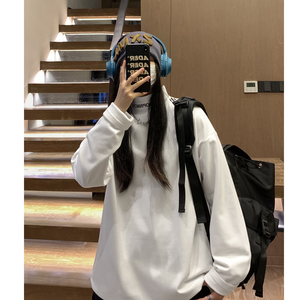 中性风 德绒打底衫半高领加厚内搭绣花情侣卫衣男女H906特批P25图片