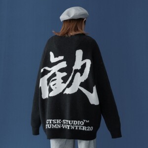 21中性风 新款 字母提花中性宽松情侣毛衣 H565 P78 女类图片