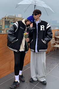 主推 情侣装春 拼接毛巾绣棒球服夹克外套潮 H686 P118男图片