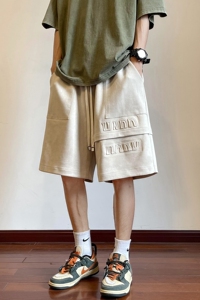 2023美式重磅鹿皮绒钢印短裤夏季宽松大码五分裤 KH111 P48 控68图片