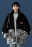 中性风冬装迷彩羊羔毛拼接情侣棉服ins外套宽松H593P118男类，男装棉衣，电商A341