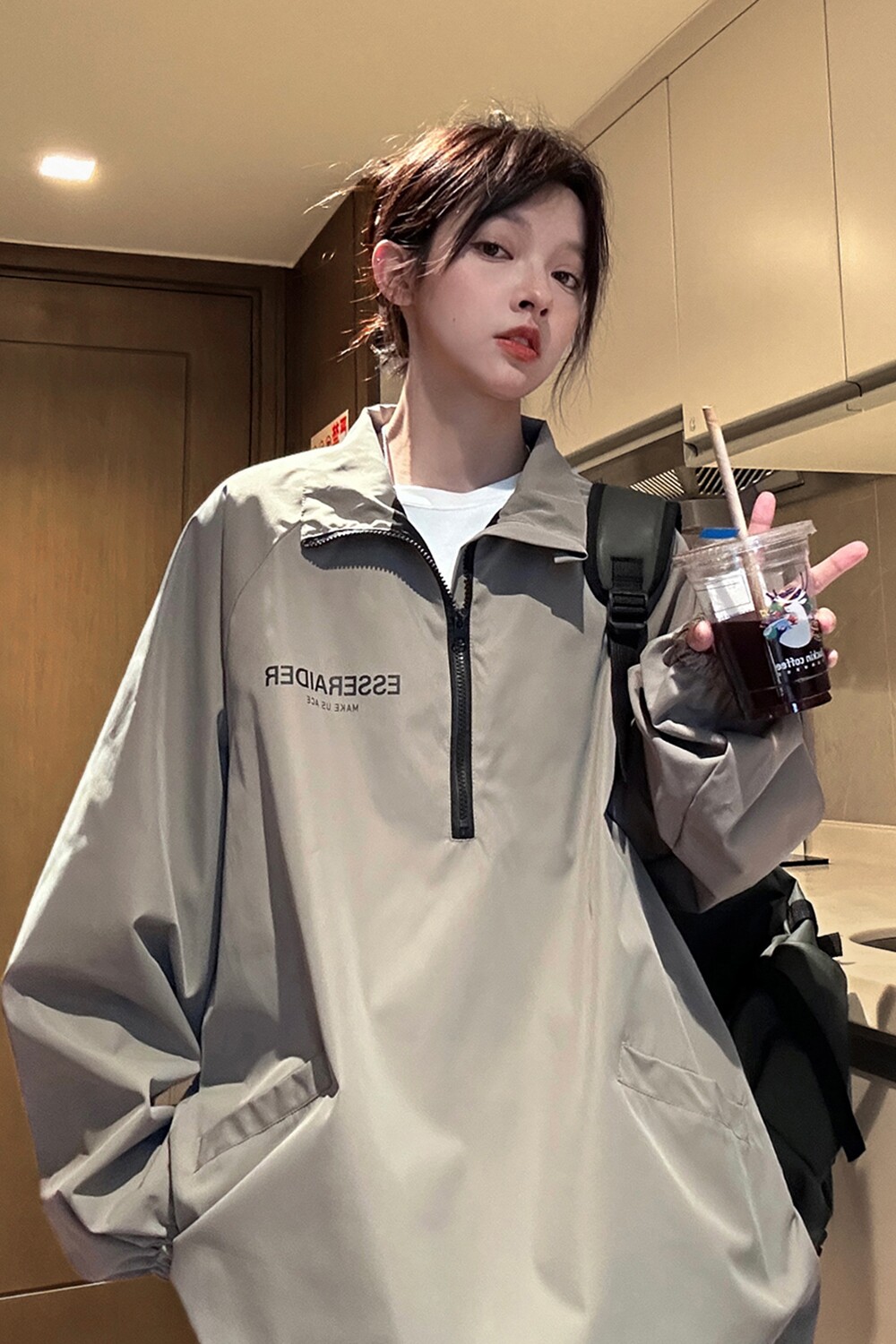 中性风冲锋衣骑行服半开领立领夹克户外机能风外套男女H872P78,男装夹克,电商A341