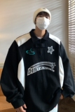 2024秋装新品机车服印花情侣卫衣POLO上衣小众外套H760P68男，男装卫衣，电商A341