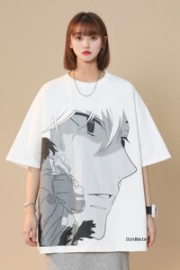 中性风夏装 卡通动漫印花情侣短袖T恤上衣宽松半袖 H717 P38男类图片