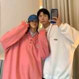 22港风秋装男女情侣卫衣学院风宽松V领外套H641P45男类控58，男装卫衣，电商A341