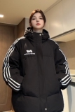 中性主推三条杠棉服宽松连帽棉衣情侣外套面包服男女H919P128，男装棉衣，电商A341