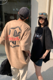 情侣装高街潮设计鹿皮绒印花情侣短袖T恤上衣男H828P35控，男装T恤，电商A341