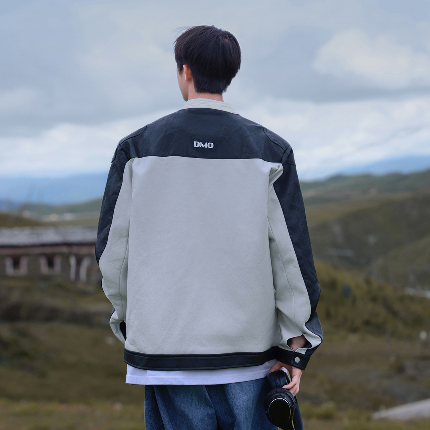 主推美式复古拼接pu机车服情侣加厚皮衣夹克棉衣外套男H897P118,男装夹克,电商A341