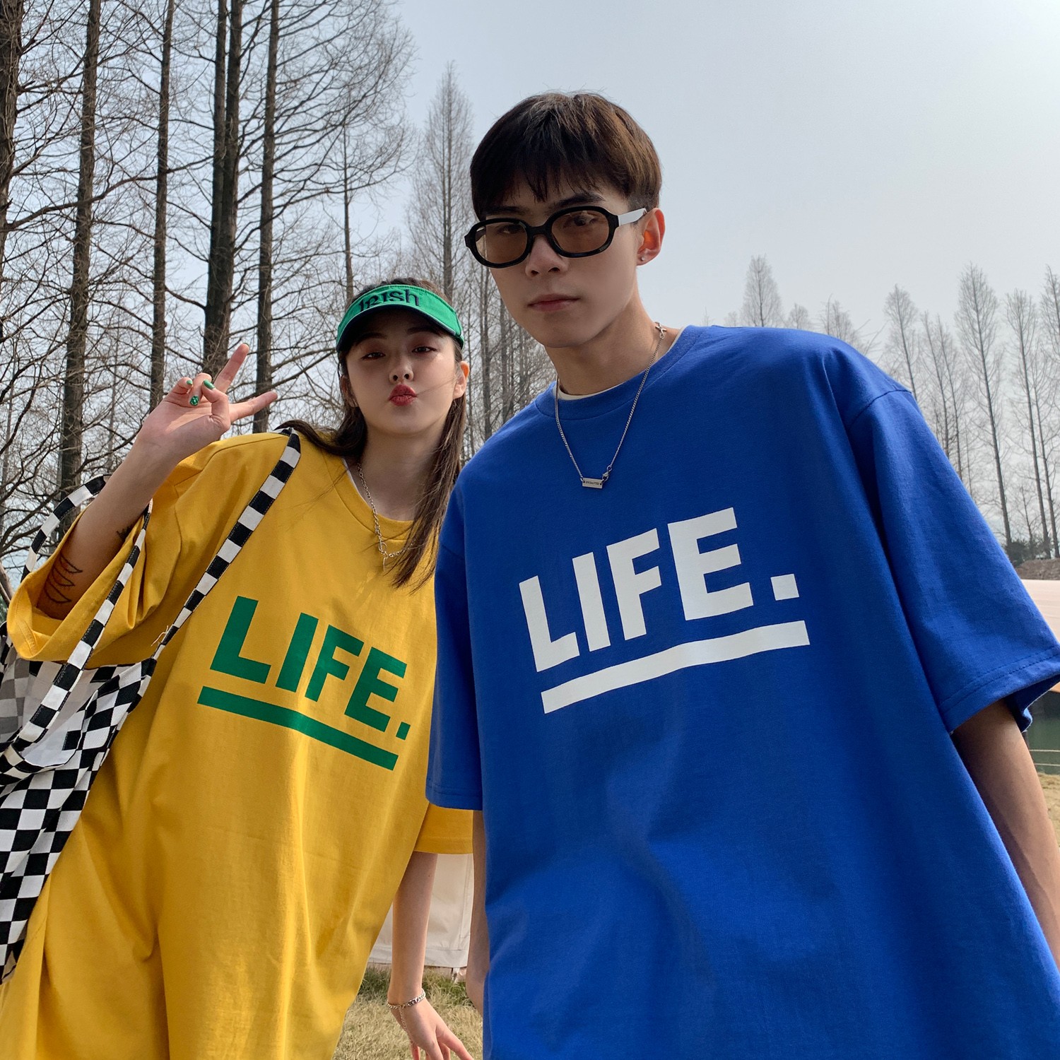 情侣装夏装 印花字母情侣短袖T恤衫大码宽松上衣 H723 P30女类图片