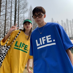 情侣装夏装 印花字母情侣短袖T恤衫大码宽松上衣 H723 P30女类图片
