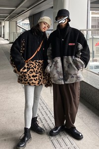 情侣装冬装 羊羔毛拼接情侣棉服ins外套宽松 H593 P118 男类图片