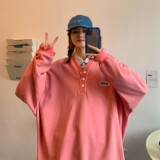 22港风春装男女情侣卫衣学院风宽松V领外套H641P45男类控58，男装卫衣，电商A341