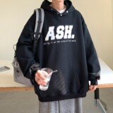 主推春装潮排扣印花连帽宽松嘻哈情侣卫衣H705P68女类，男装卫衣，电商A341