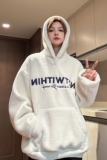 冬装美式羊羔毛慵懒风绣花情侣加绒卫衣重磅外套男女H904P98，男装卫衣，电商A341