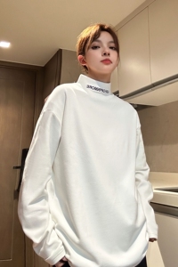 中性风 德绒打底衫半高领加厚内搭绣花情侣卫衣男女H906特批P25图片